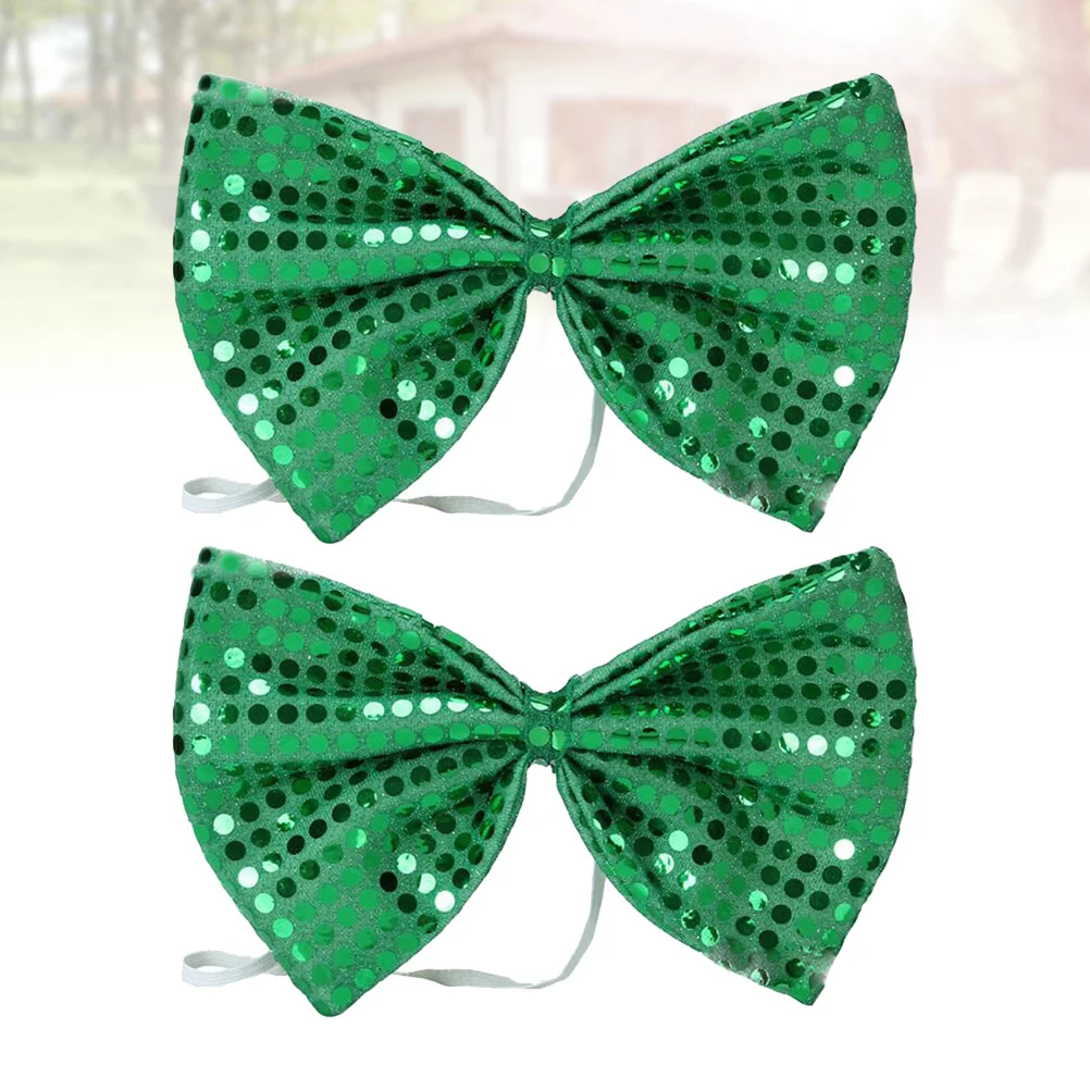 2pcs Sequin Bowties Festive Party Accessory Set For Masquerade Carnival Costume Events Photo Props Grooms Bowtie St Patrick Day