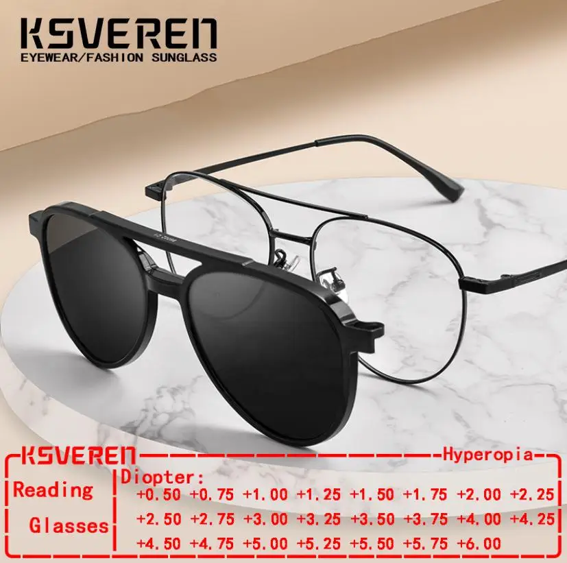 

Fashion Comfortable Magnet Eyeglasses Vintage Aviator Reading Glasses Prescription Glasses Frame For Men Women 0 +0.5 To +6.0