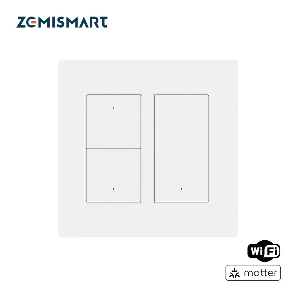 Zemismart Matter WiFi Interruptor de luz de parede inteligente de 3 vias com suporte para quadro Homekit Google Home SmartThings Controle de assistente doméstico