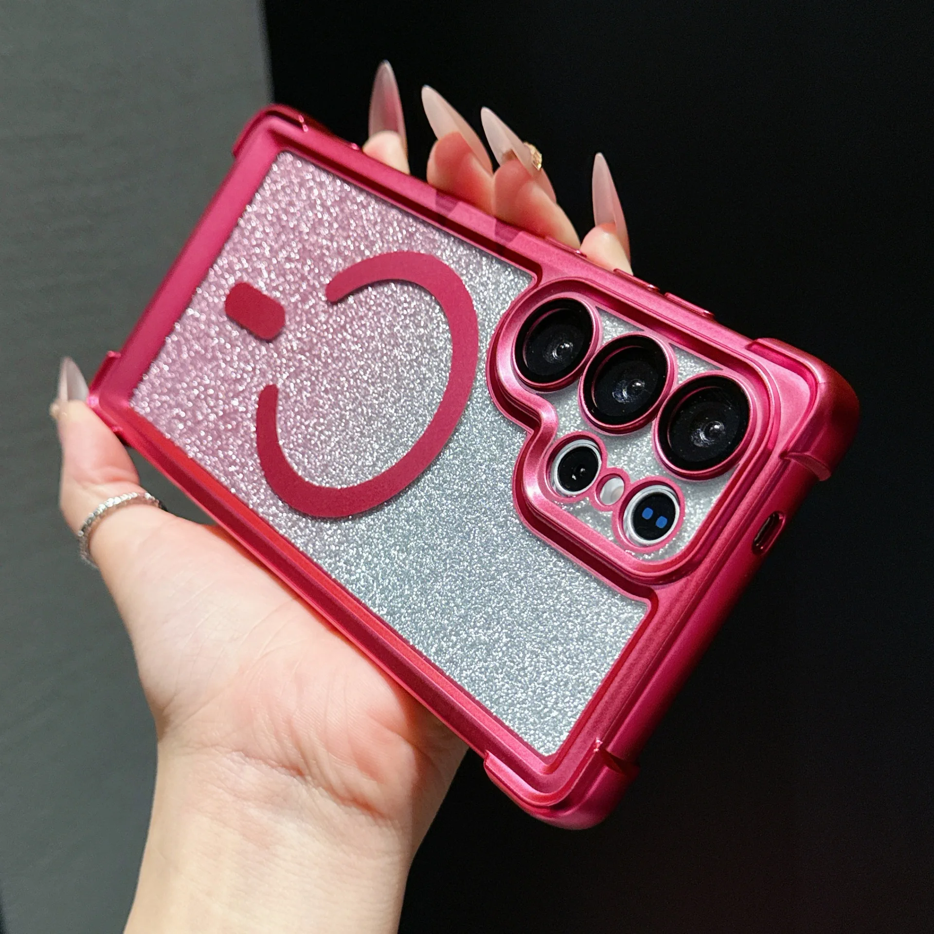 case for Samsung S26 S25 S24 S23 ultra magnetic attraction Electroplated four-corner shockproof gradient glitter protective case