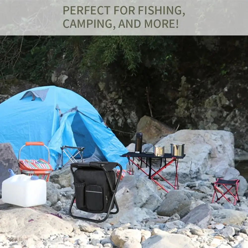 

Wear-resistant Camping Folding Chair With Cooler Bag Strong Load-bearing Smart Fishing Chair Sturdy Handbag style
