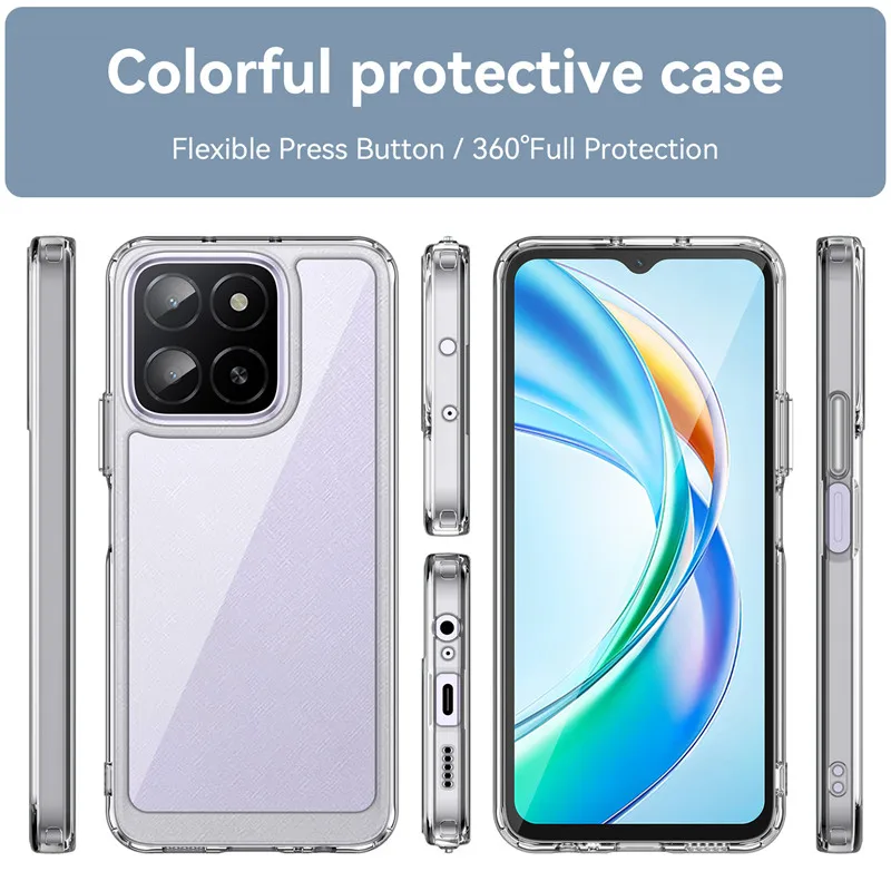 For Honor X5b Plus Case Honor X5b X6a X6b Cover TPU Border Acrylic Backplane Bumper Protective Phone Cases Honor X5b Plus Funda