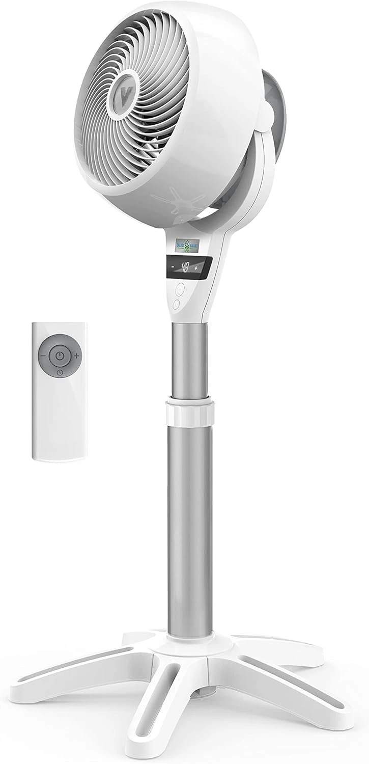 

6803DC Energy Smart Medium Pedestal Air Circulator Fan with Variable Speed Control, Ice White, CR1-0259-43