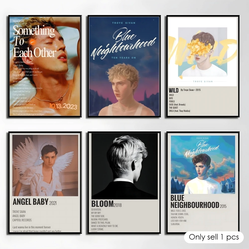 T-Troye Sivan Poster Self Adhesive Wall Stickers Removable Room Decor Aesthetic Space Murals Fancy Gift