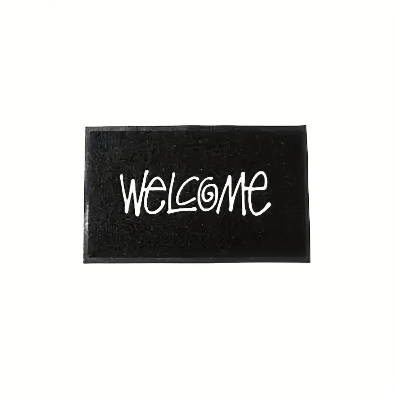 Welcome Doormat - Black PVC Entry Mat, Water-Resistant & Stain Resistant Low Pile, Non-Slip Rectangle Welcome Carpet for Indoor/