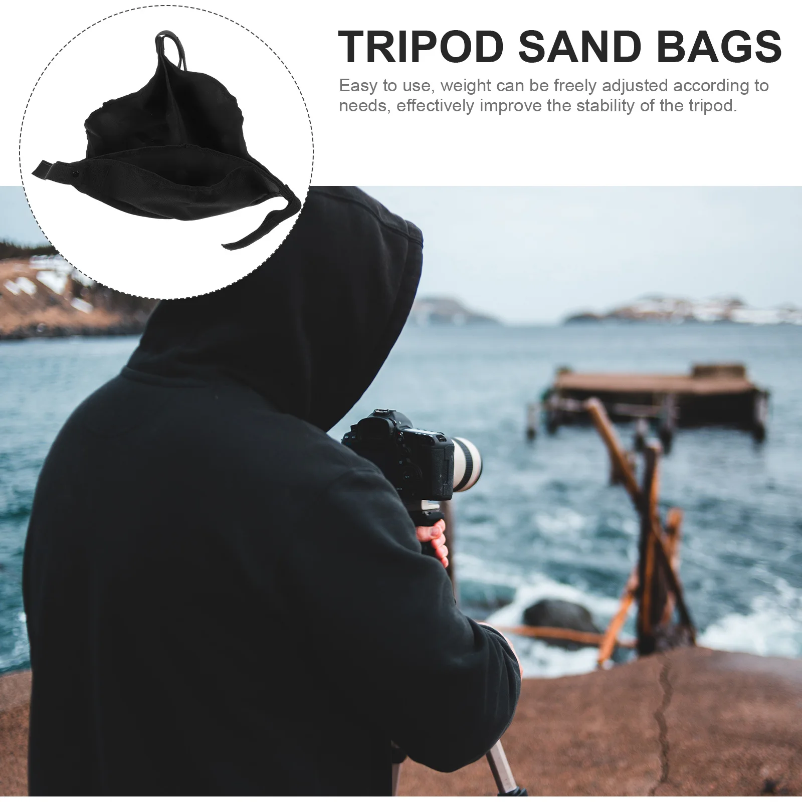 

Tripod Weight Bag Black for Photography Tripods Light St s Adjustable Weights Stable Balance Outdoor Tent Canopy Hammock