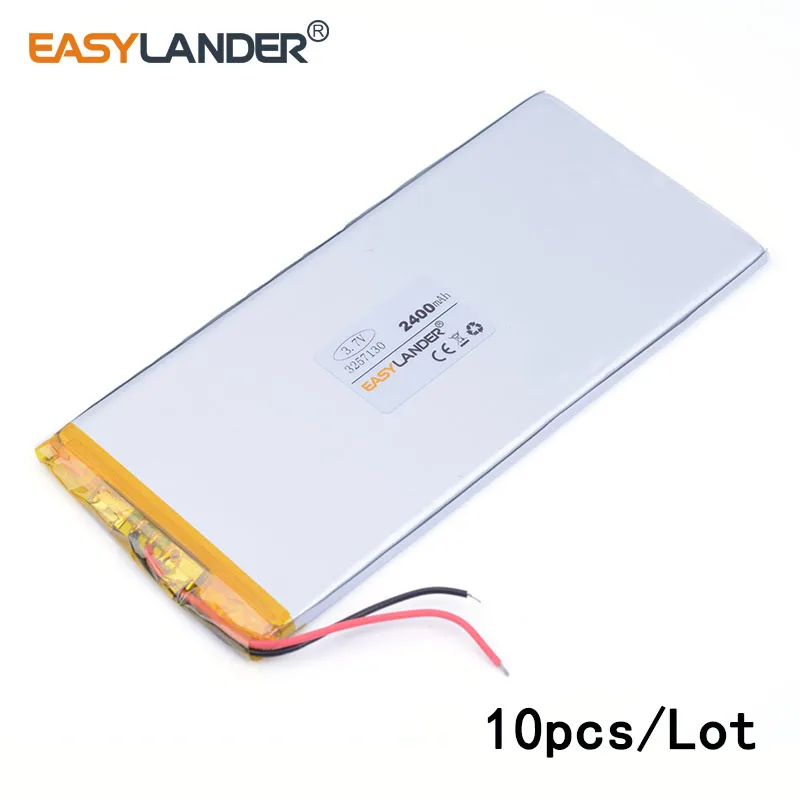 

10pcs /Lot 3257130 2400mAh lithium Li ion polymer rechargeable battery For GPS DVR toys mp3 MP4 MP5 Speaker E-book tablet pc