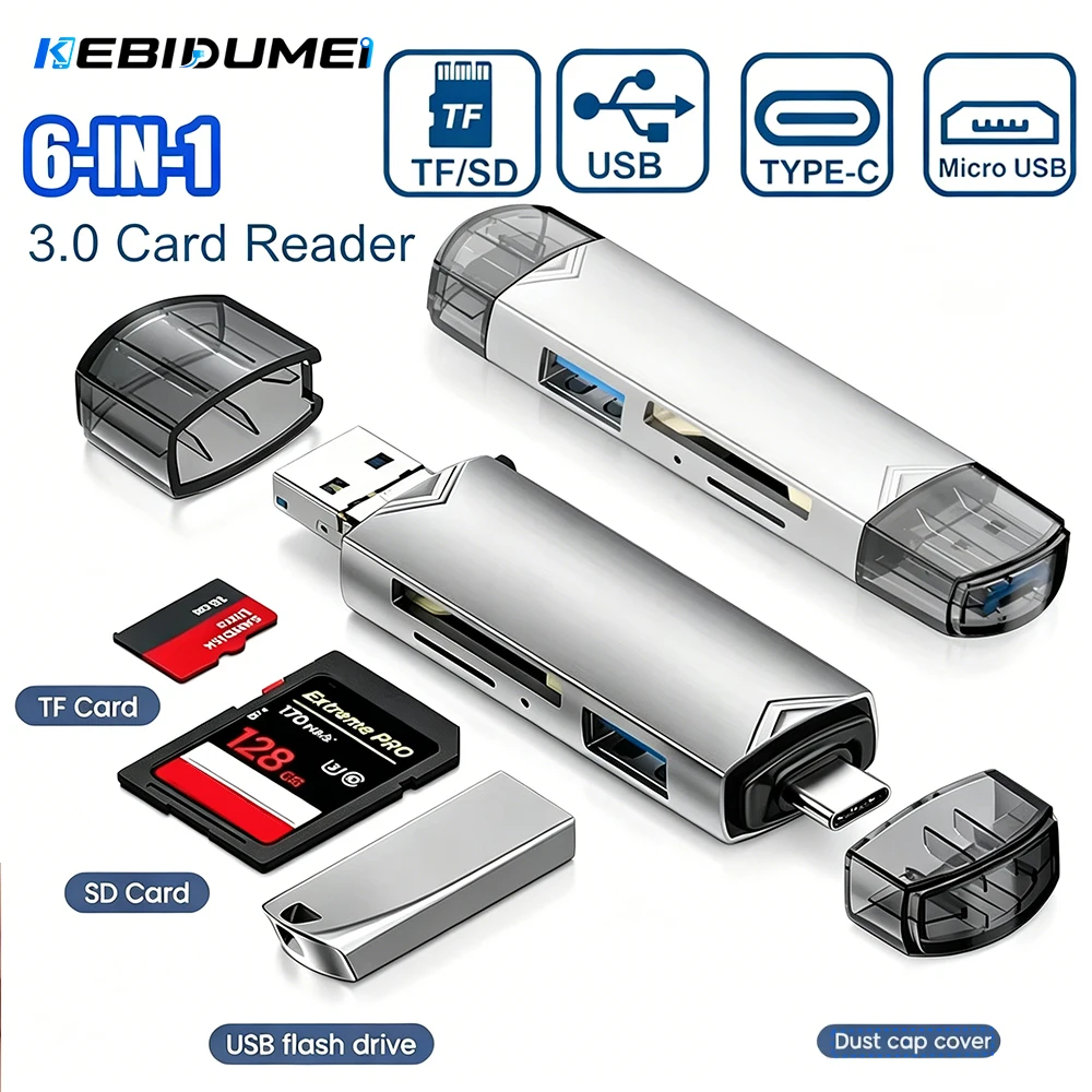 KEBIDUMEI Type-C Micro USB 3.0 TF SD Card Adapter OTG Card Reader Multifunction Flash Drive Converter For Laptop Accessories