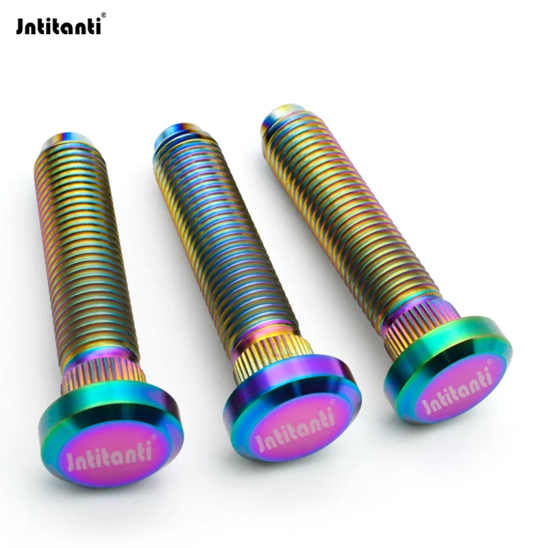 Jntitanti Gr5 التيتانيوم Ti-6Al-4V عجلة سبلاين مسمار M14x1.5mm لعجلات فورد موستانج #2