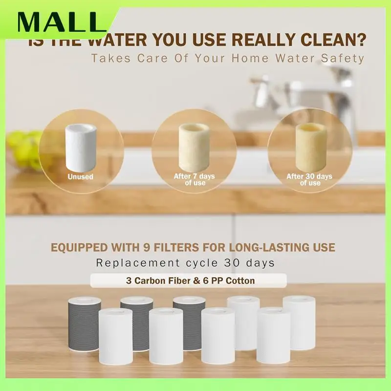 MALL Faucet Extender Filter,8Pcs Replacement Set With 2 Carbon Fiber & 6 PP Cotton Filters For Home Bathroom Kitchen