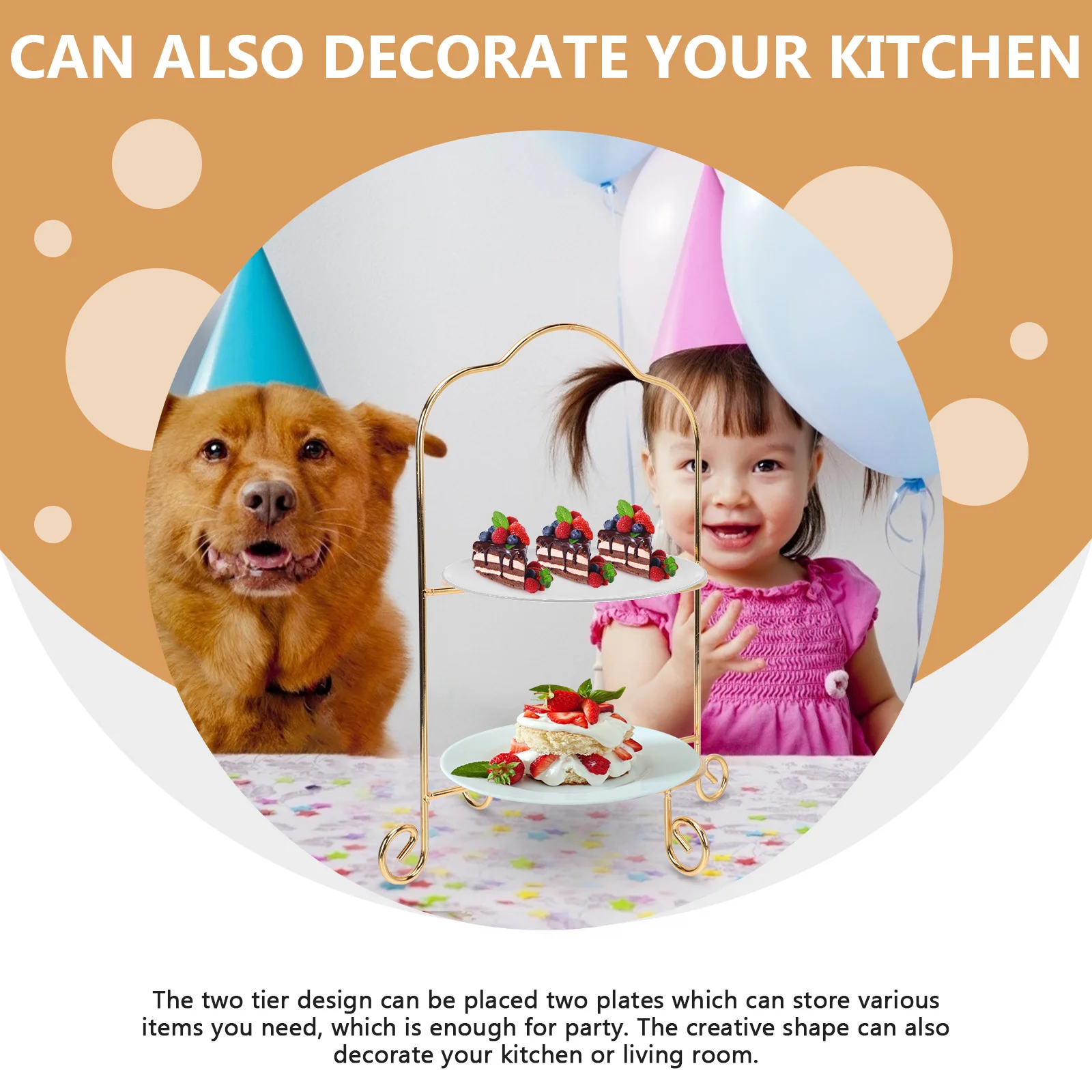 

1Pcs Cake Tray Display Rack Double Layer Iron Art Holder Multipurpose Fruit Dessert Snack Stand for Home Party