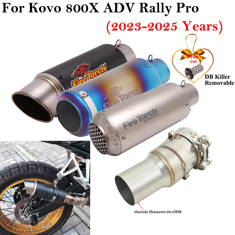 

Slip On For Kove 800X Adventure Rally Pro 800 X ADV 2023 2024 Motorcycle Exhaust Escape System Middle Link Pipe Muffler DB Kille