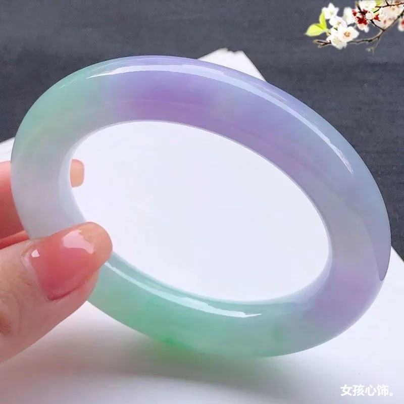 Natural Burmese round , a delicate bracelet for young women featuring ice- smooth jade with spring-like hues