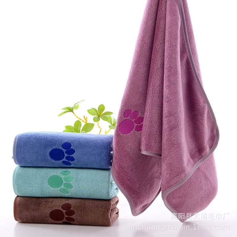 Embroidered Pet Towel Microfiber Soft Smoothing 35X75CM 50X100CM Breathable Absorbent Quick-dry Thick Dog Cat Bath Warming Blank