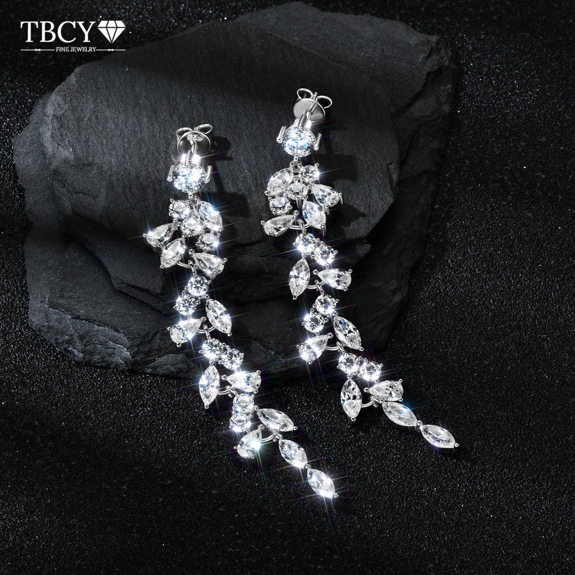 

TBCYD D Color Tassel Leave Drop Zircon Earrings Diamond Hanging Earrings for Women S925 Silver Luxury Fine Jewelry Gifts