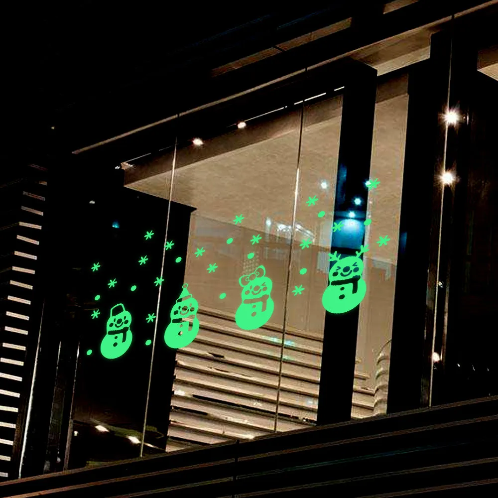 クリスマスグロー雪だるまウォールステッカー部屋発光ステッカー窓装飾フェスティバル雰囲気装飾用品