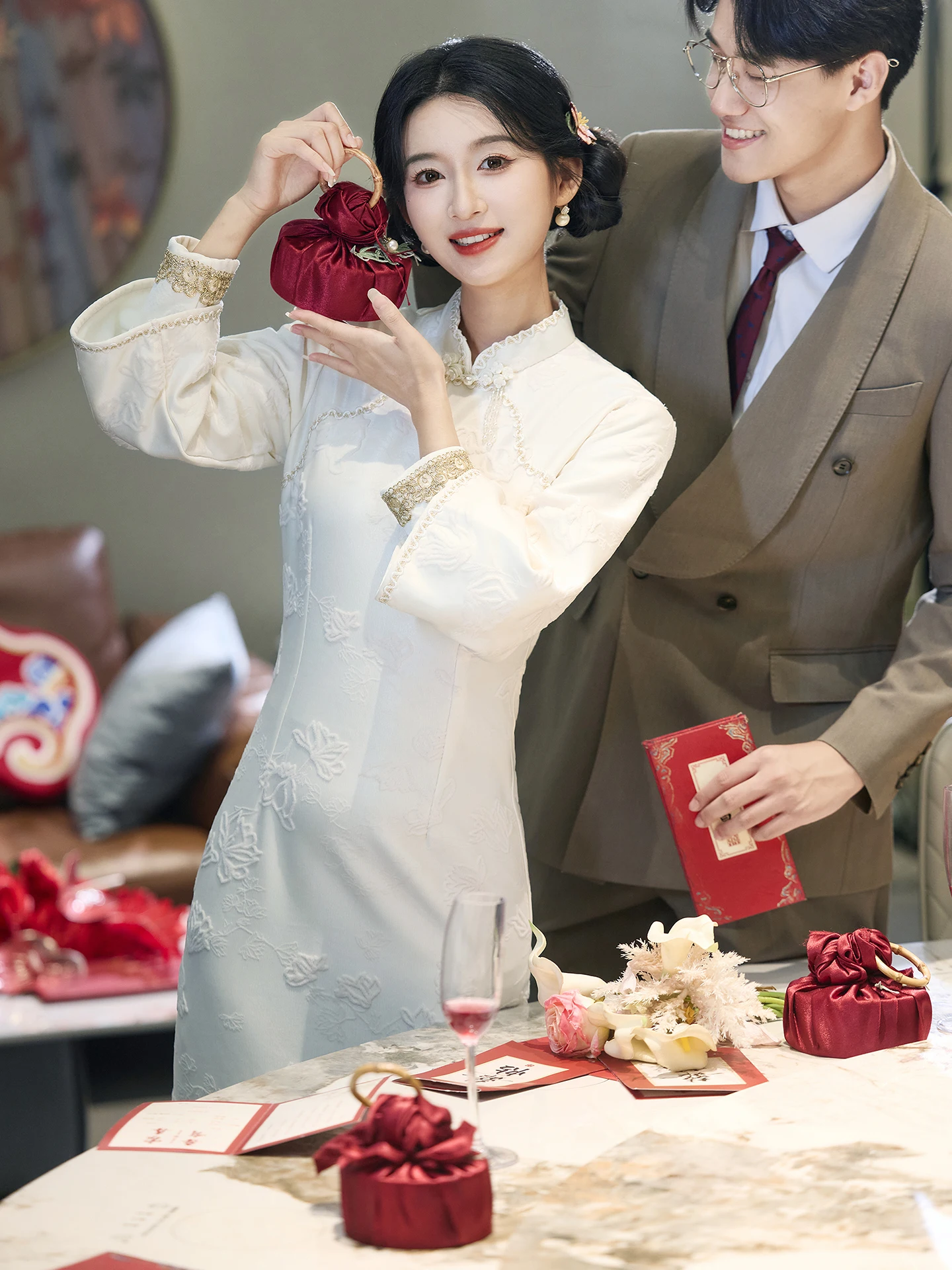 

Белое атласное платье в китайском стиле для свадьбы, зимнее, больших размеров, для повседневной носки, осень-зима