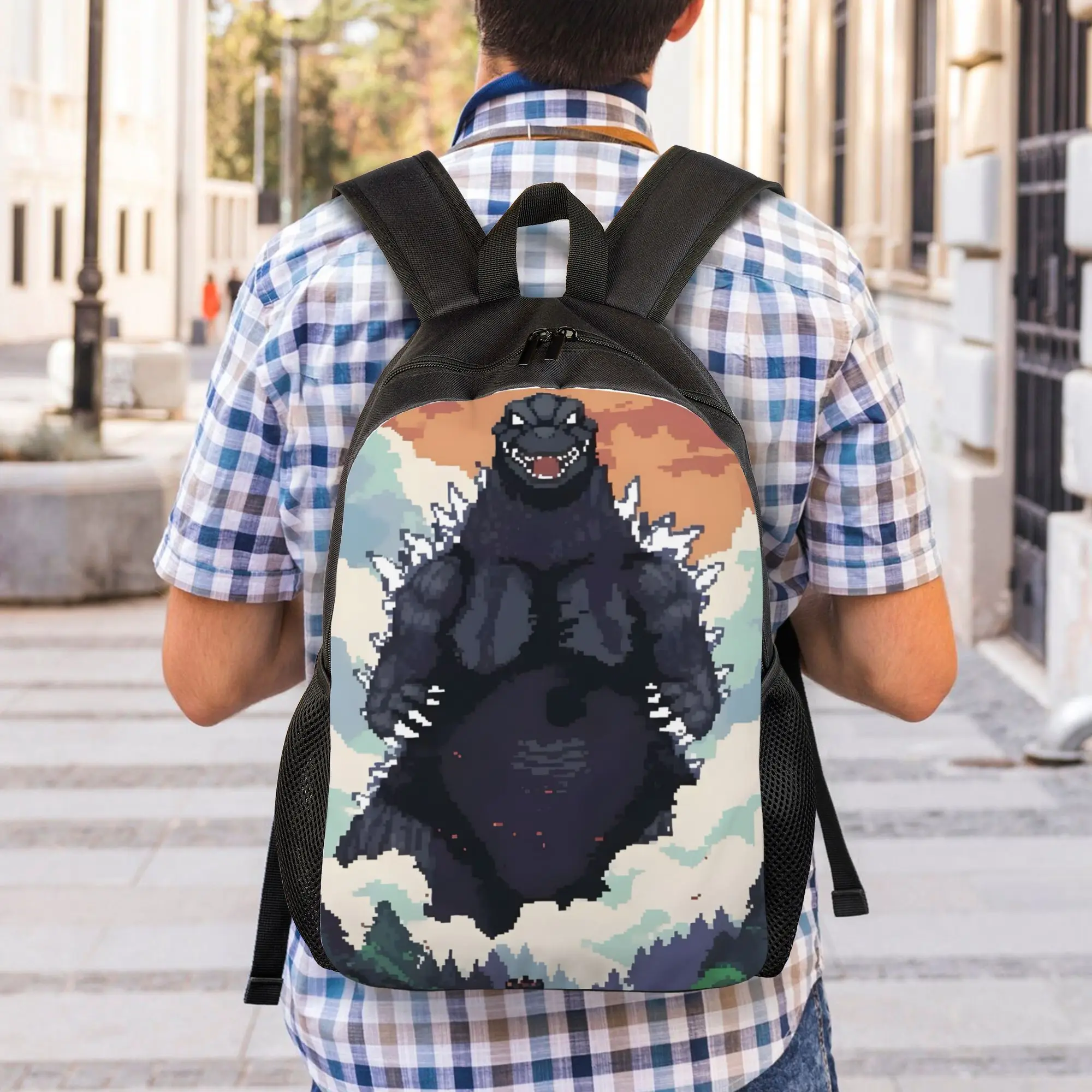 1Piece Godzilla Laptop Bag Pixel Kaiju Backpack New Semester Begins view 5
