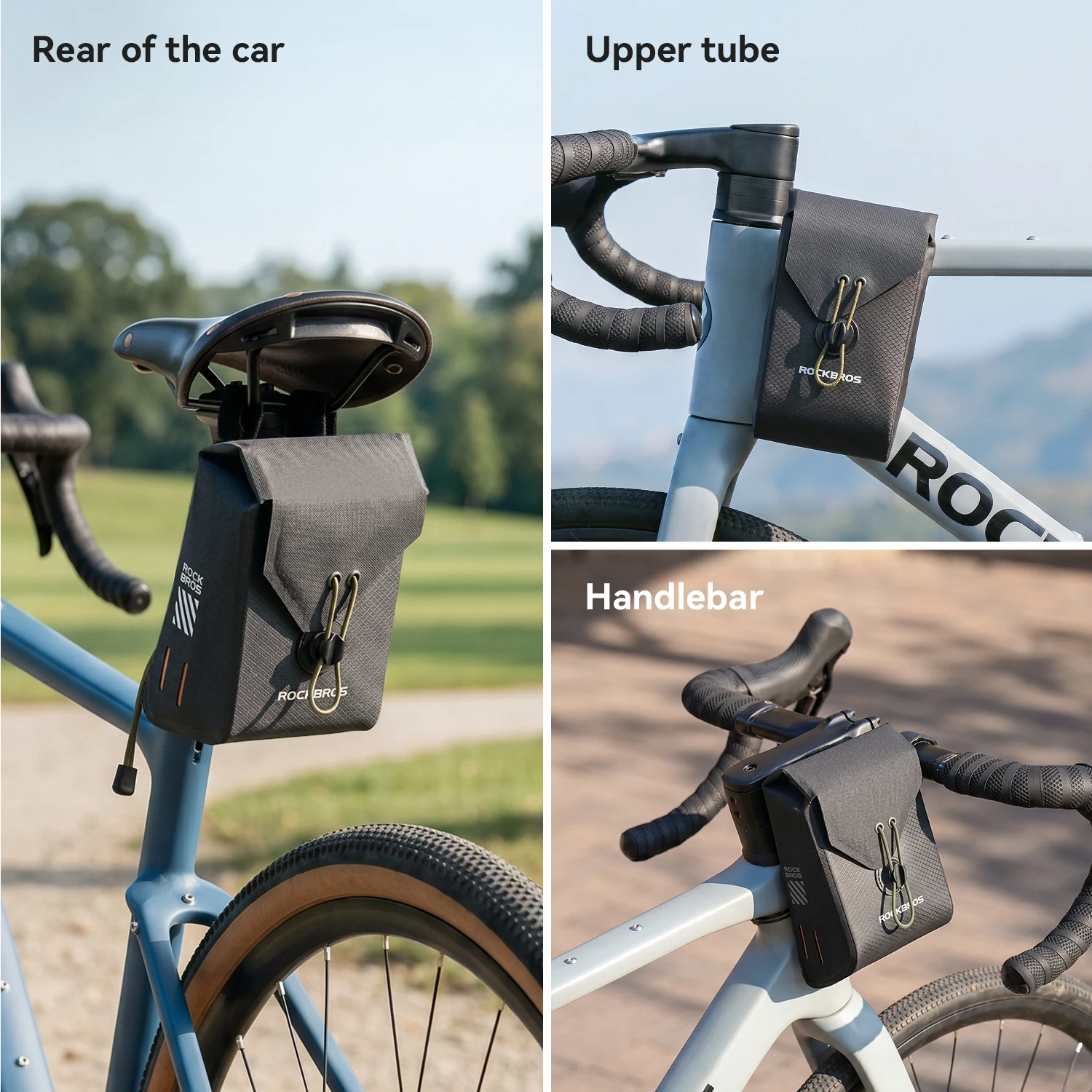 ROCKBROS Lightweight Water-Repellent Cycling Top Tube Storage Bag Bicycle Bag Waterproof Magnetic Snap Closure Handlebar Bag