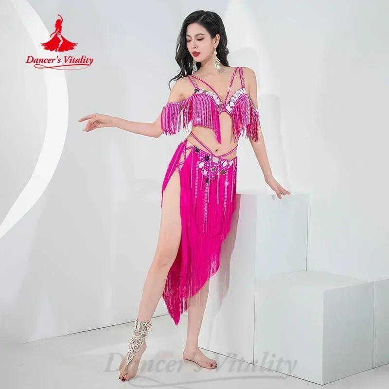 Belly Dancing Set for Women Senior AB Stones Tassel Professional Performance Costumes Adult Oriental Dance Competition Clothing