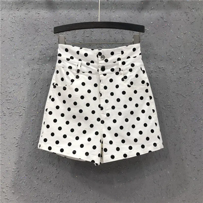 

Women's Summer New Casual Sweet Elastic High Waist All-match Printed Polka Dot Shorts Loose Casual Wide-leg Short Pants Q879