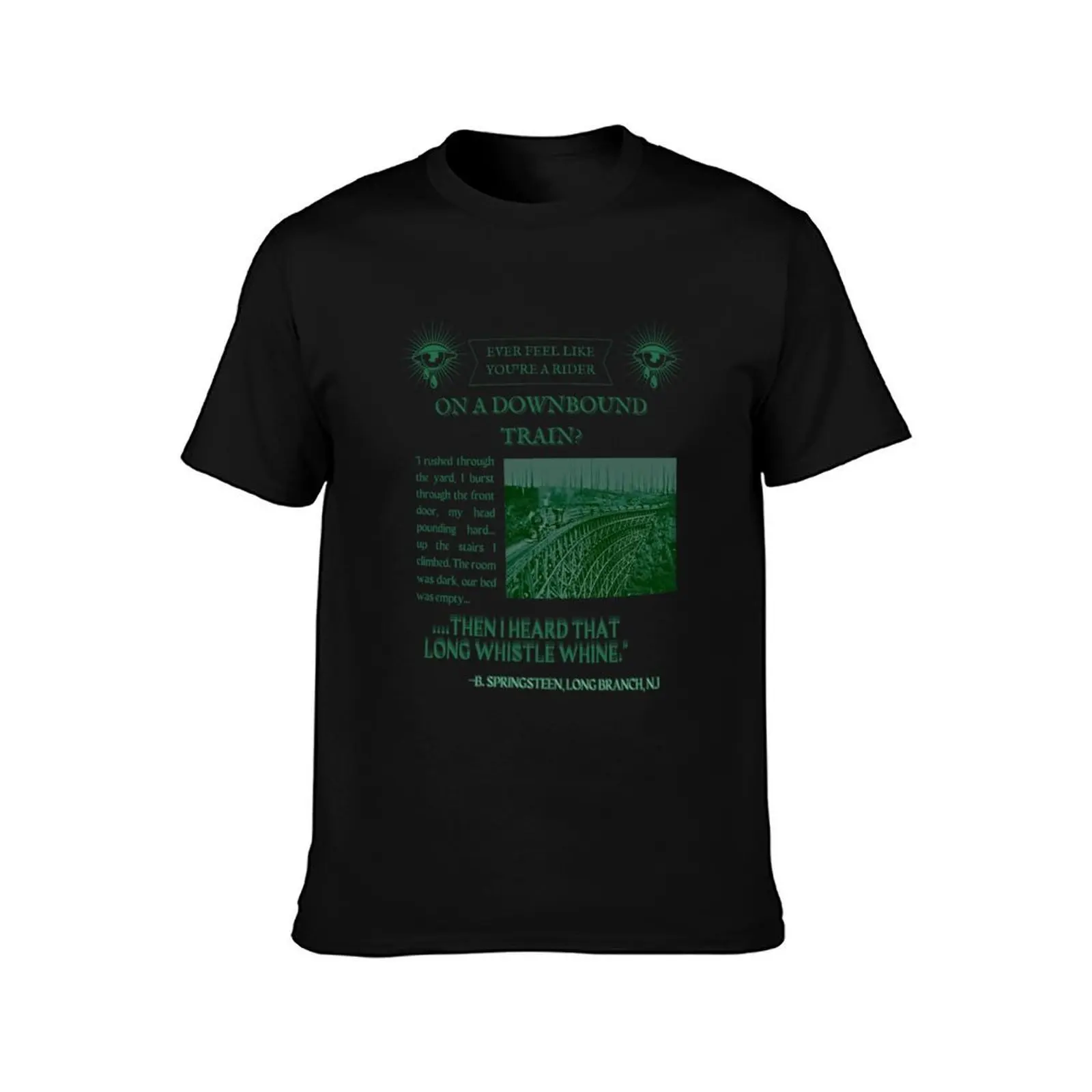 Bruce Springsteen Downbound Train Vintage Newspaper Lyric Design T-Shirt, Summer Casual Cotton Tee, Oversized Streetwear Tops