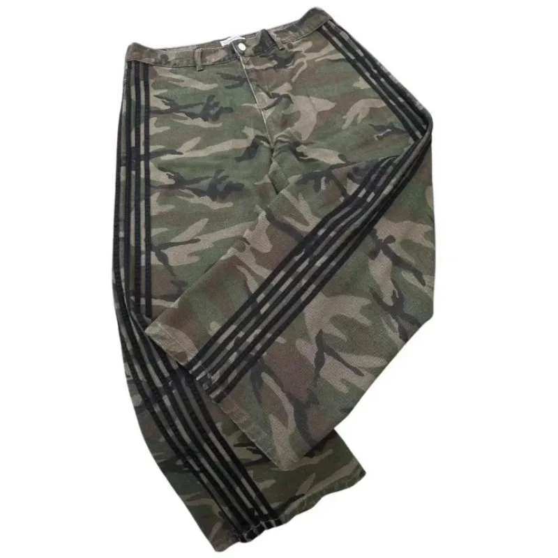 

Harajuku Retro Hip Hop Mens Jeans Y2k Black Striped Baggy Jeans Gothic Embroidered Wide Leg Denim Pants High Street Streetwear