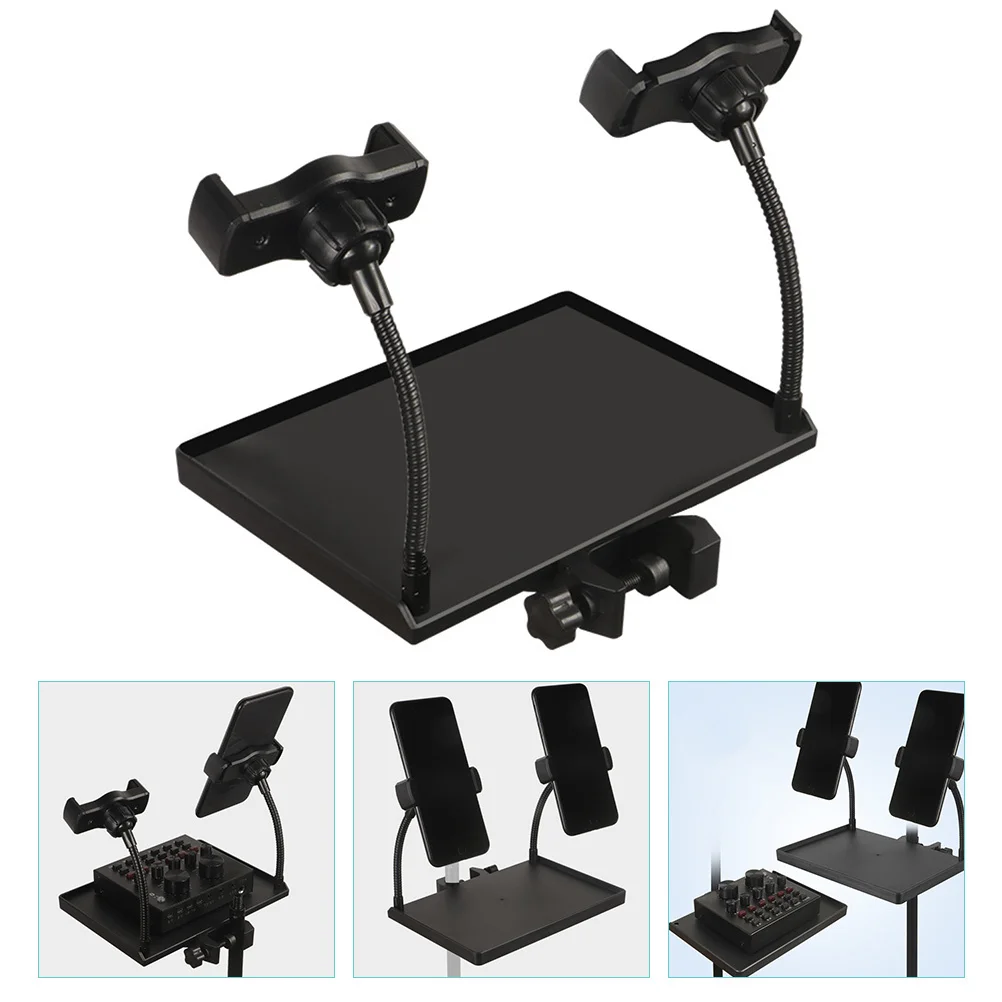 

Microphone Sound Card Tray Clamp-On Stand Shelf For Phone Holder Multi-Purpose Live Broadcast Rack Adjustable Storage Tray