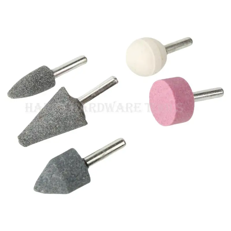 5 Buah Penggiling Batu Gigi yang Dipasang di Gigi, Hijau Merah Muda ​ Batu Putih Untuk Kontur Dan Pembentukan Porcelain Metal Shaft