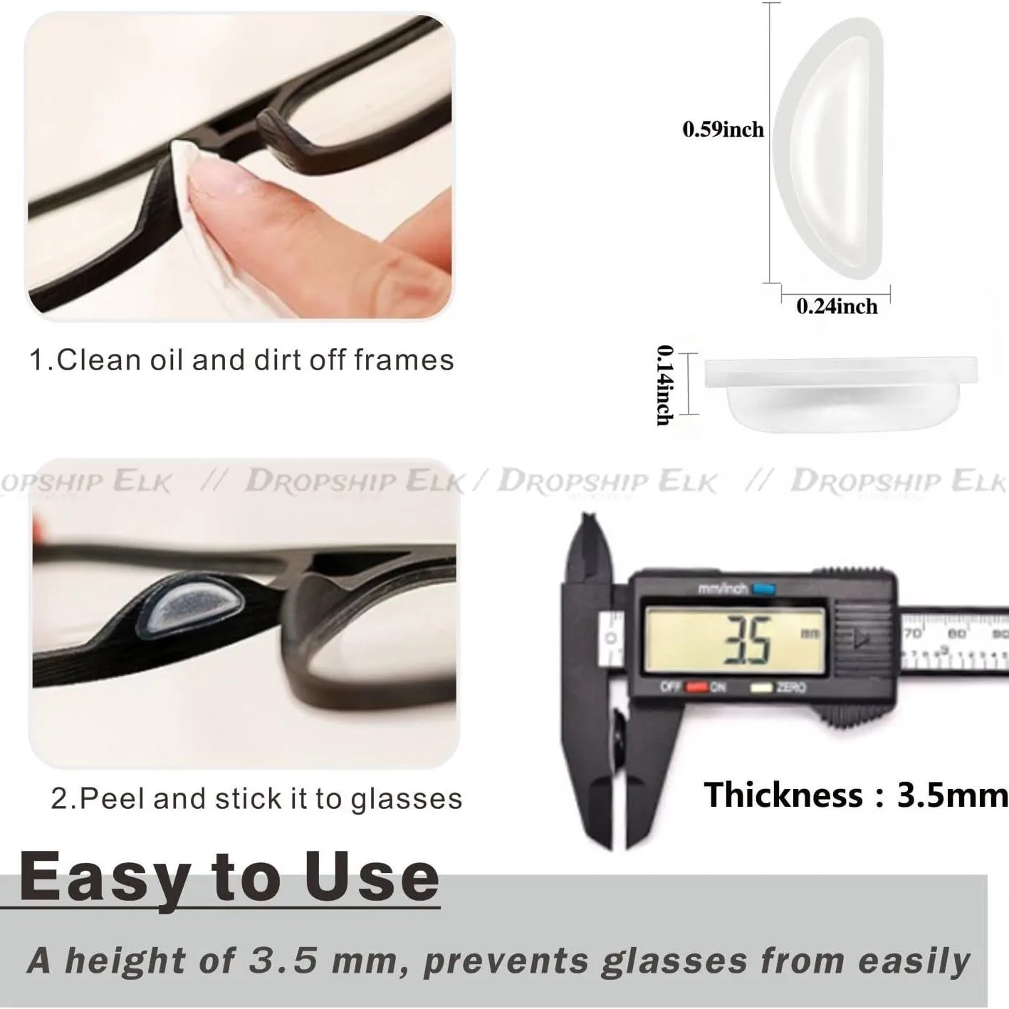 1 Pair Glasses Nose Pads Adhesive Silicone Nose Pads Non-slip Oval Silicone Massage Nose Pads for Eyeglasses Accessories