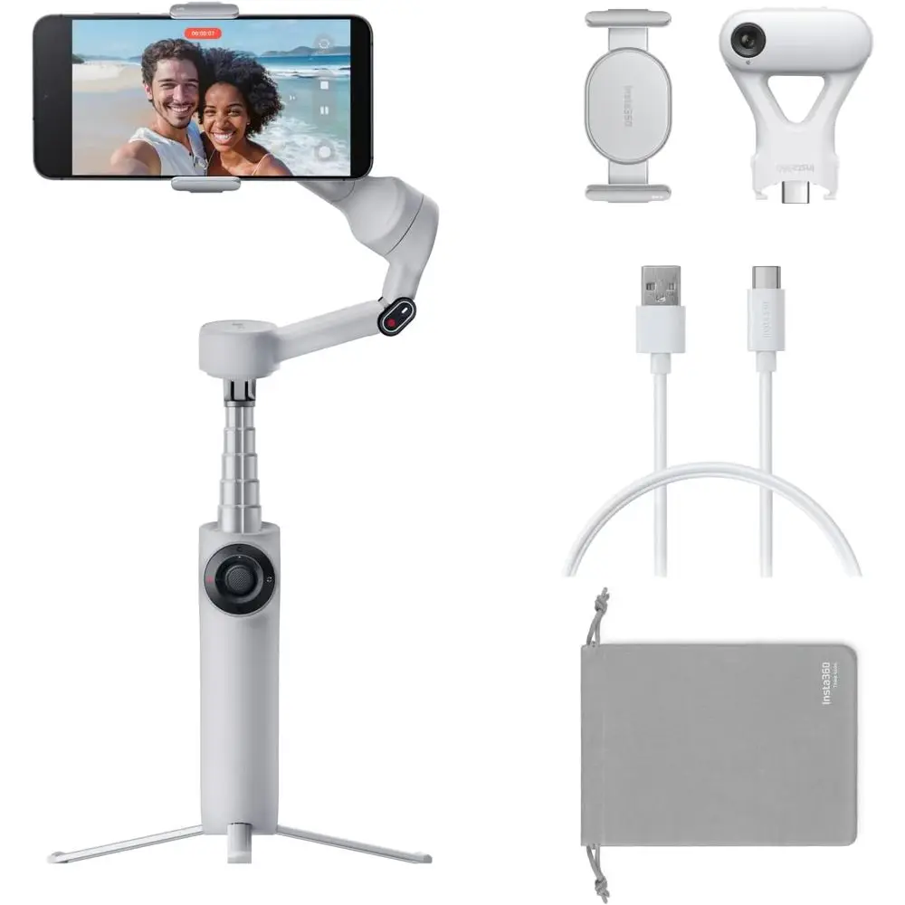 

Advanced AI Bundle Grey - Portable Gimbal, AI Tracking for All Apps, Multi-Person Detection, Integrated Tripod/Selfie Stick, Rem