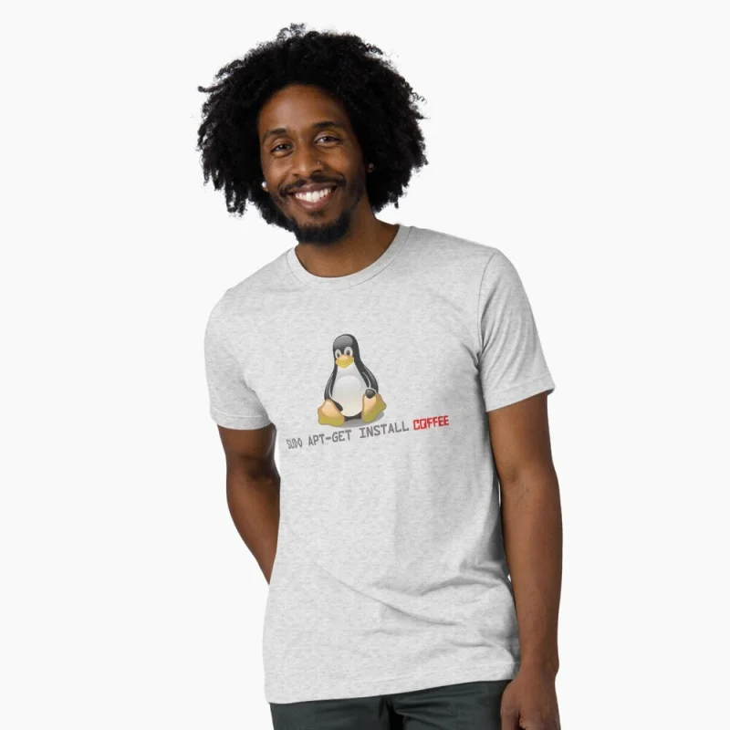 

Linux - Get Install Coffee Funny Developer Gift t shirt for Software Engineer Graphic clothes All size Tops