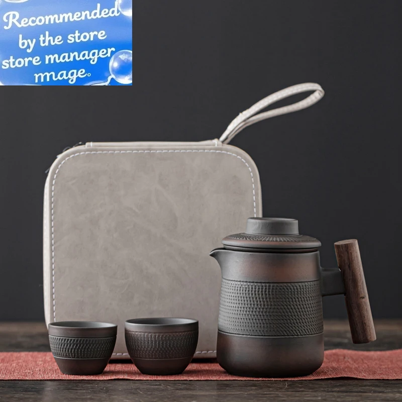 

Высококачественный фиолетовый керамический чайный сервиз в стиле ретро, дорожный чайный сервиз для путешествий, портативный чайный сервиз кунг-фу, чайник, маленькая упаковка, подарок на день рождения
