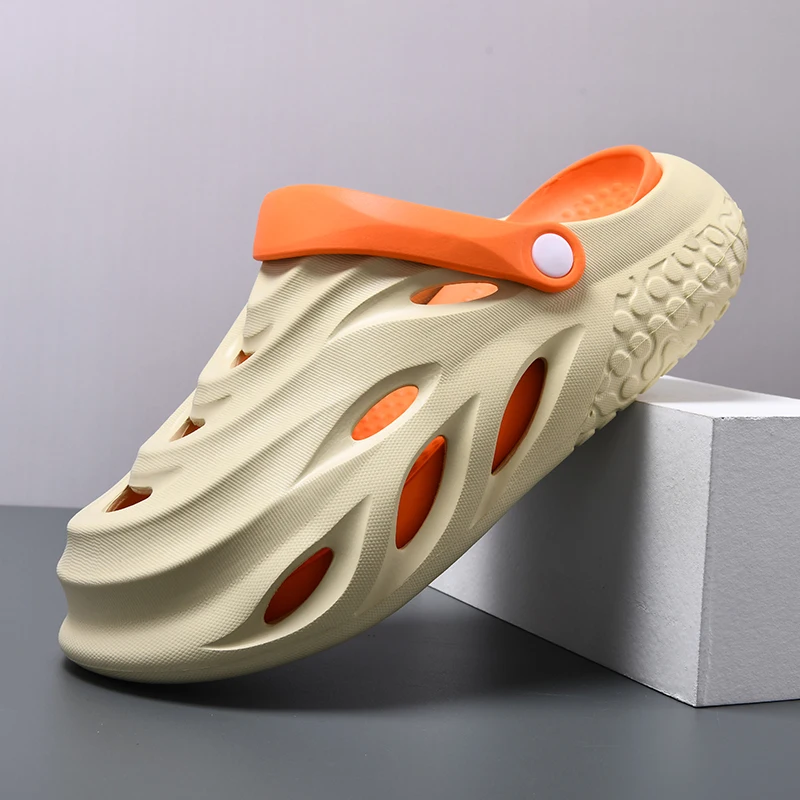 

HKDQ/летние мужские сандалии, удобная уличная пляжная обувь на толстой подошве, тапочки на платформе для мужчин, повседневные легкие дышащие мужские сабо