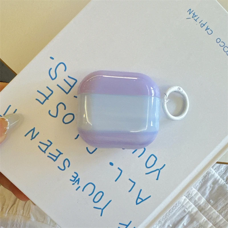 Korean Cute Purple Blue Gradient Glossy Cover Case For AirPods 4 1 2 3 Pro For AirPods Pro 3 Pro 2 Shockproof Protective Case - view 3