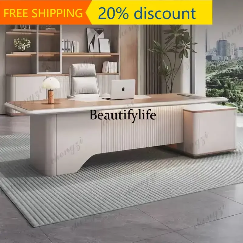 JJ Setup Decoration Office Desk Computer Equipment Solid Wood Office Desk Workstation Accessories Mesa Escritorio Estudio Furnit