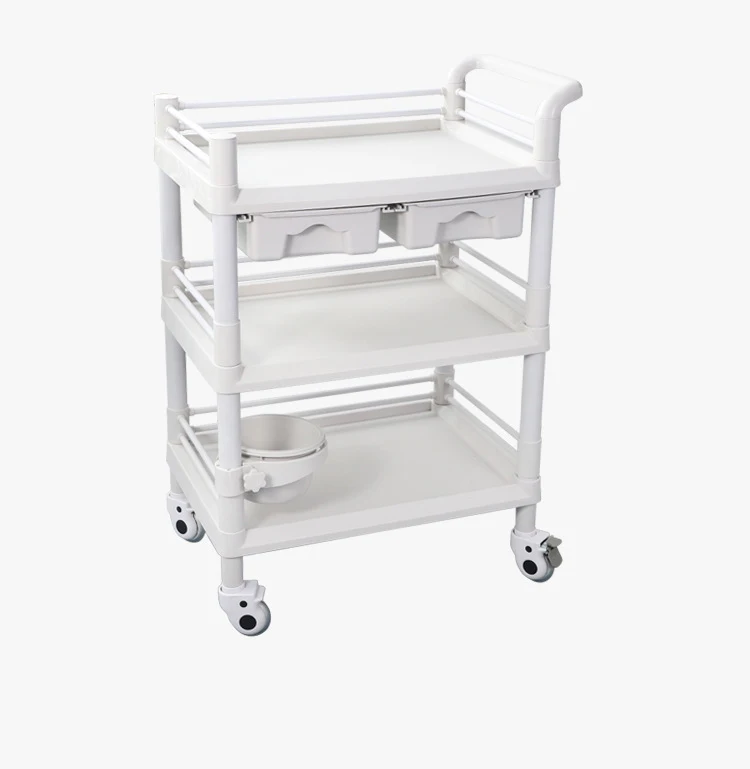Hospital Plastic Multi-function Trolley, Medical Injection Trolley/medical Dressing Trolley