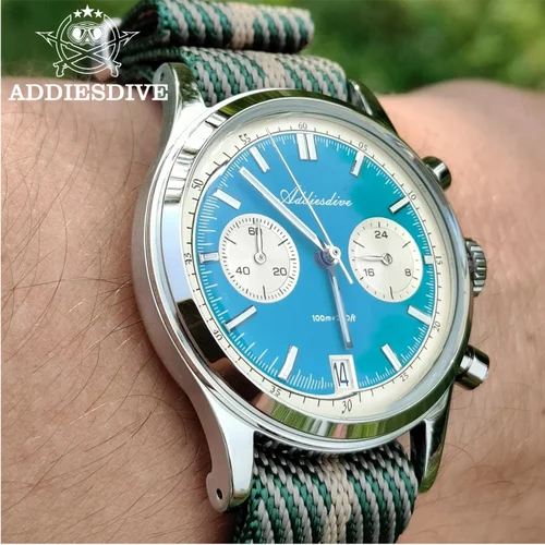 Imagen 2 del producto Reloj cronógrafo ADDIESDIVE AD2095 para hombre BGW9 superluminoso 10bar resistente al agua espejo de burbuja de cristal VK64 reloj de pulsera de acero de cuarzo