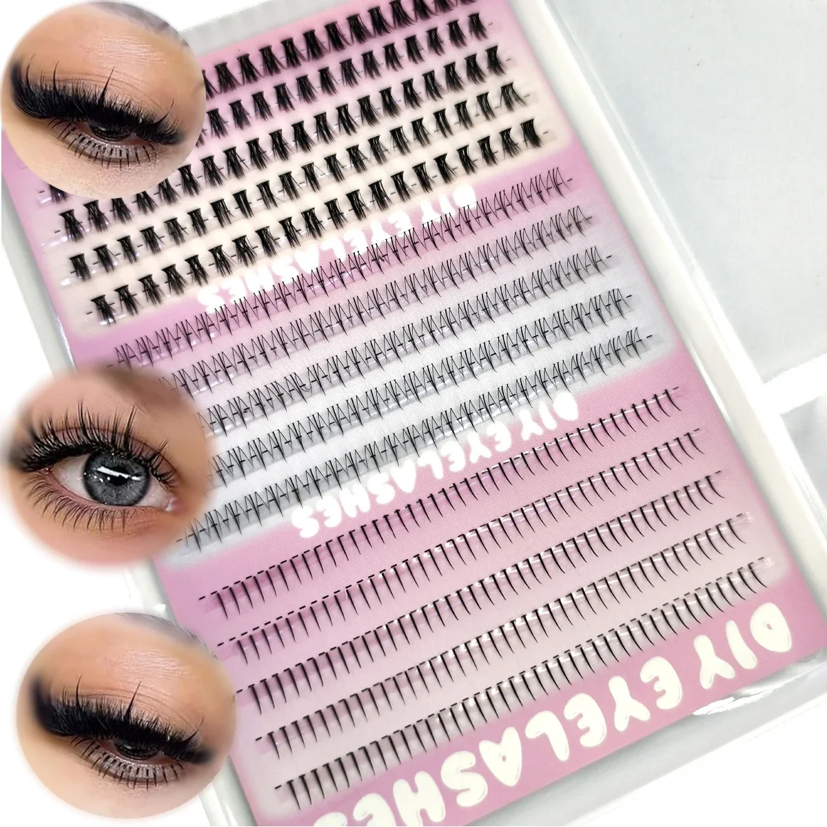 AMSDCN 3styleBottom 15rows  Lashes Extension Lower Eyelash Clusters  Individual Lashes DIY Wispy Natural Look Clear Band