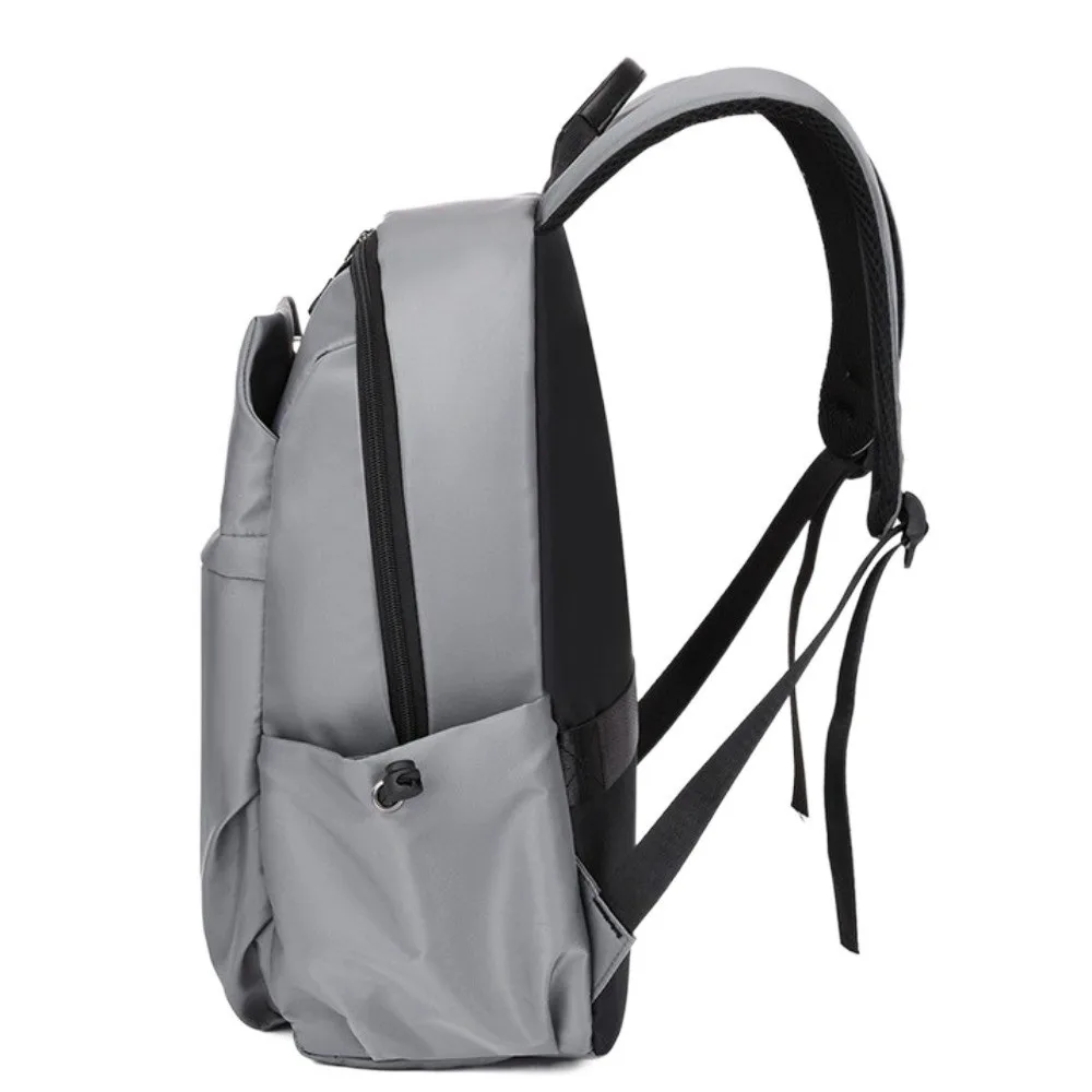 Solid Color Men Backpack Multifunctional Large Capacity Student School Bag Waterproof Lightweight Oxford Cloth Backpack Travel