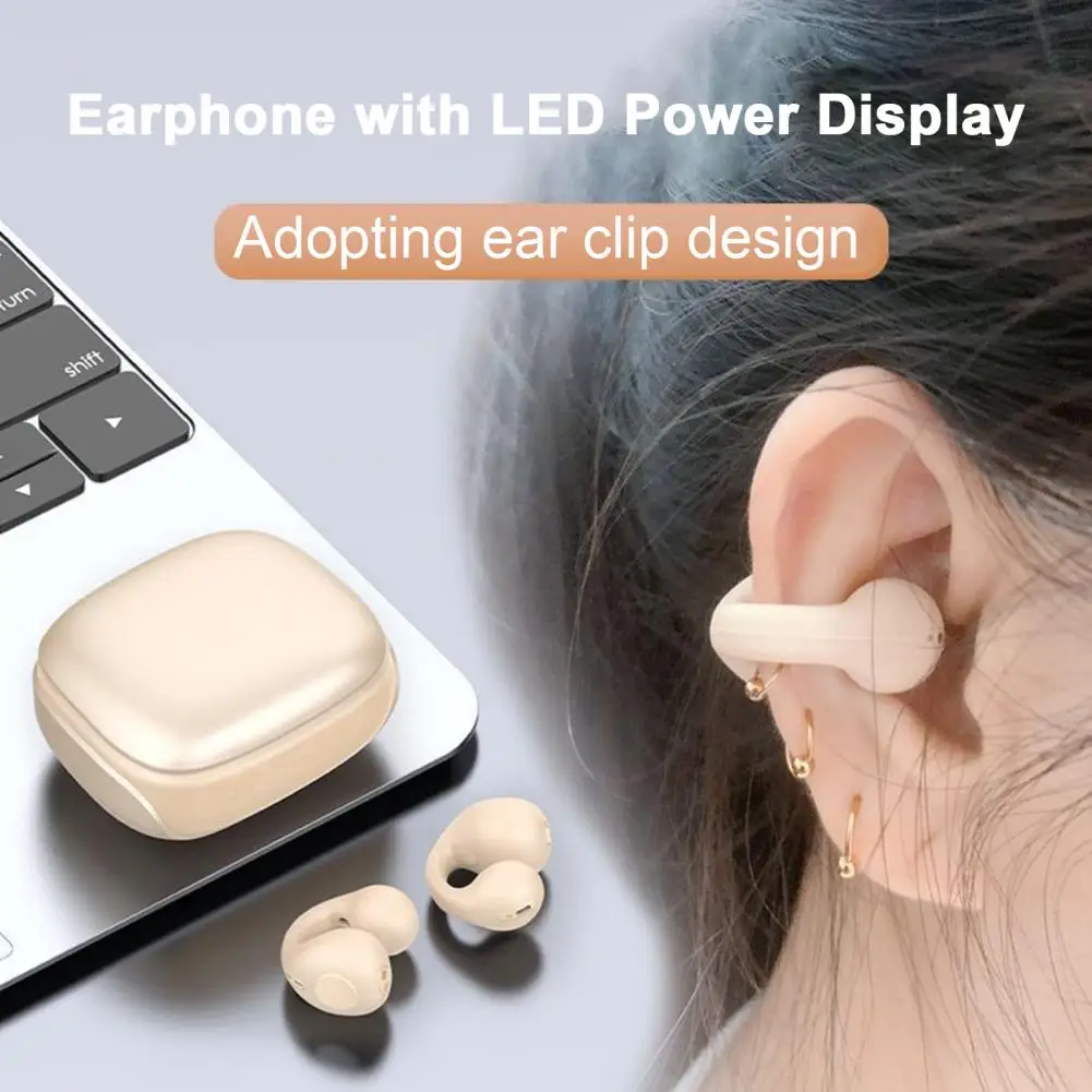 

Wireless Headphones Bone Conduction Ear Clip with LED Power Display HiFi Sound Earphones for Workout And Running