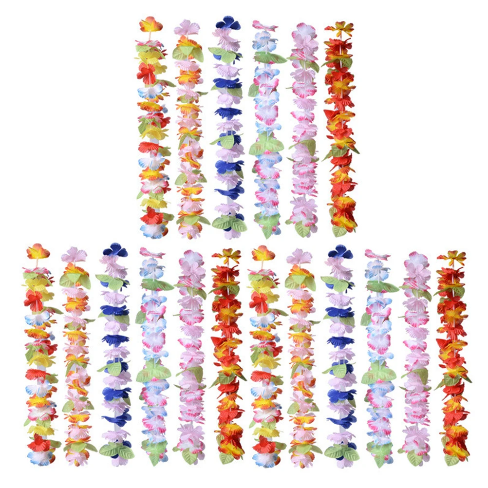

18pcs Tropical Style Garlands Festival Party Wreaths Decorative Floral Lei Fade Resistant Lightweight Stage Performance