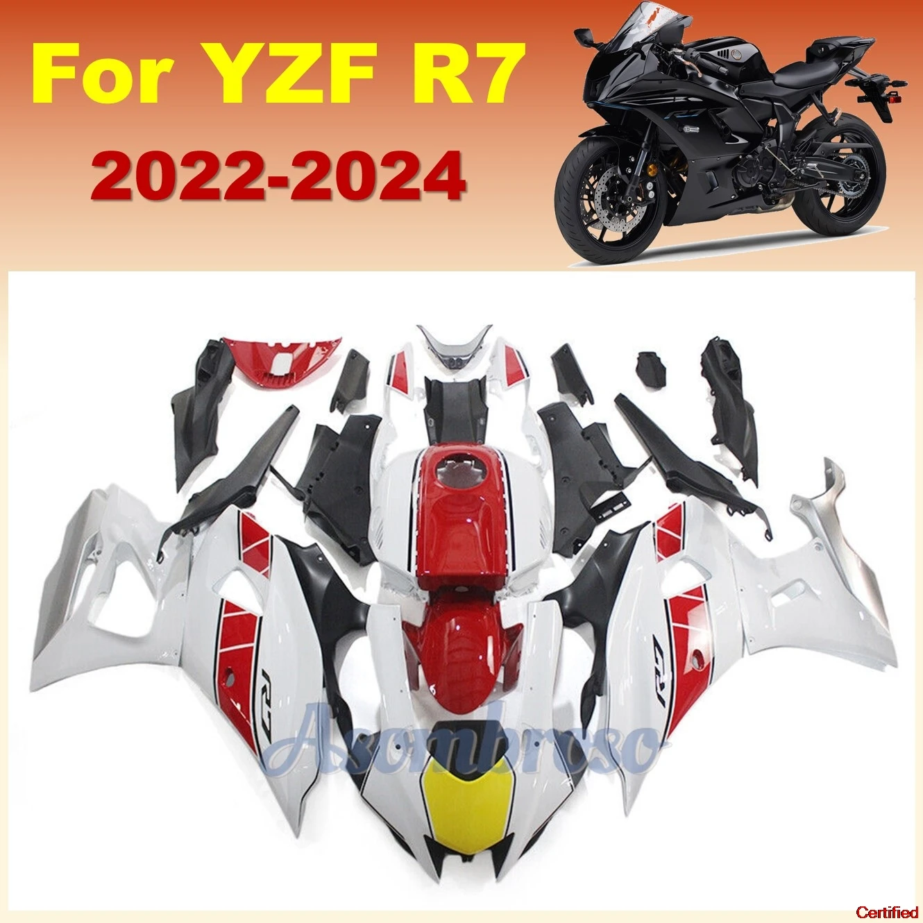 Complete Fairings Kit Fit for YAMAHA YZF R7 2022-2025 YZF-R7 22 23 24 Sportbike Red White Body Change kits
