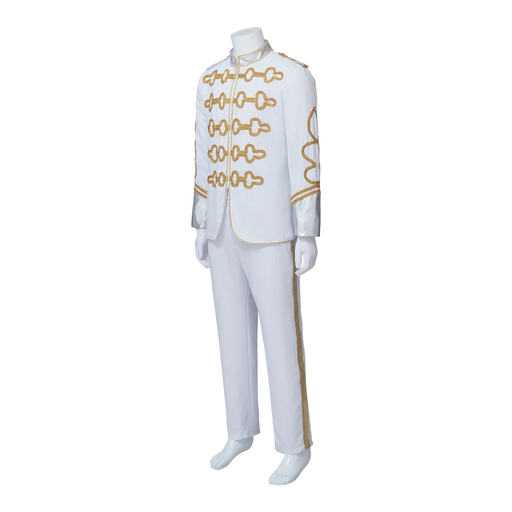 Harold Hill Cosplay Musical Instrument Salesman Men White Embroidery Uniform Suits Broadway Theatrical Finale Stage Outfits