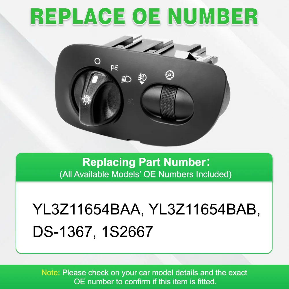 أسود 9 و 4 دبابيس لفورد F-150 2000-2003 لفورد إكسبيديشن 2000-2002 DS-1367 المصباح التبديل YL3Z11654BAB
