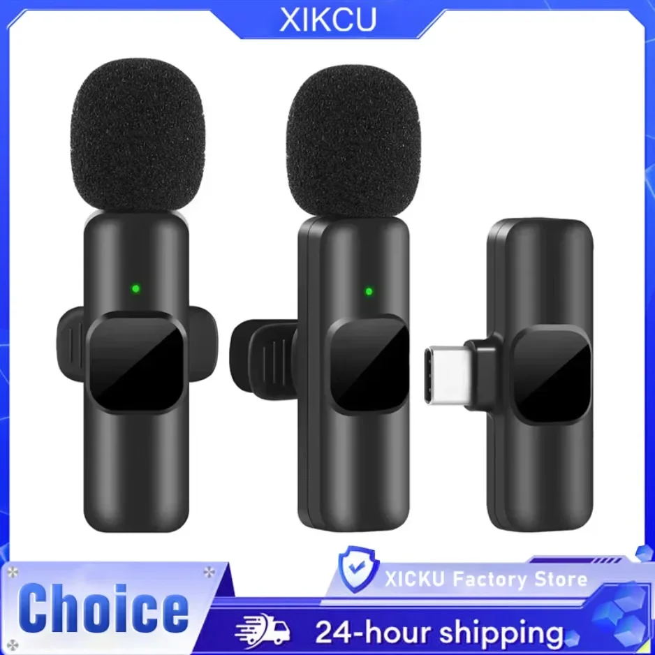 Tragbare Wireless Lavalier-mikrofon Audio Video Aufnahme Mini Mic Für iPhone Android Live Broadcast Gaming Telefon Mit Empfangen