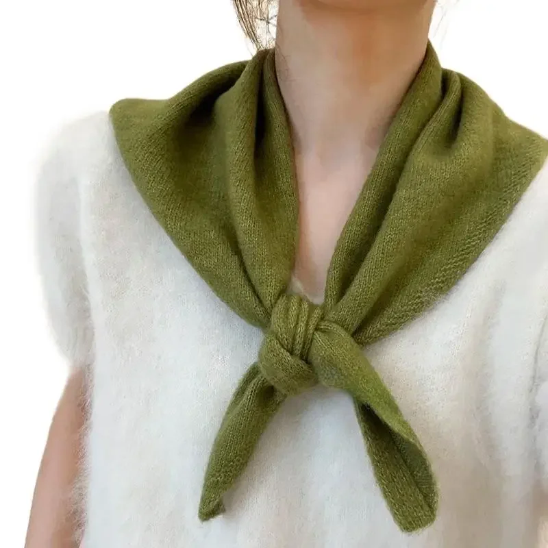 Bufanda Triangular tejida de lana de estilo coreano, pañuelo para la cabeza para mujer, bufanda tejida, bufanda de punto cálida multifuncional