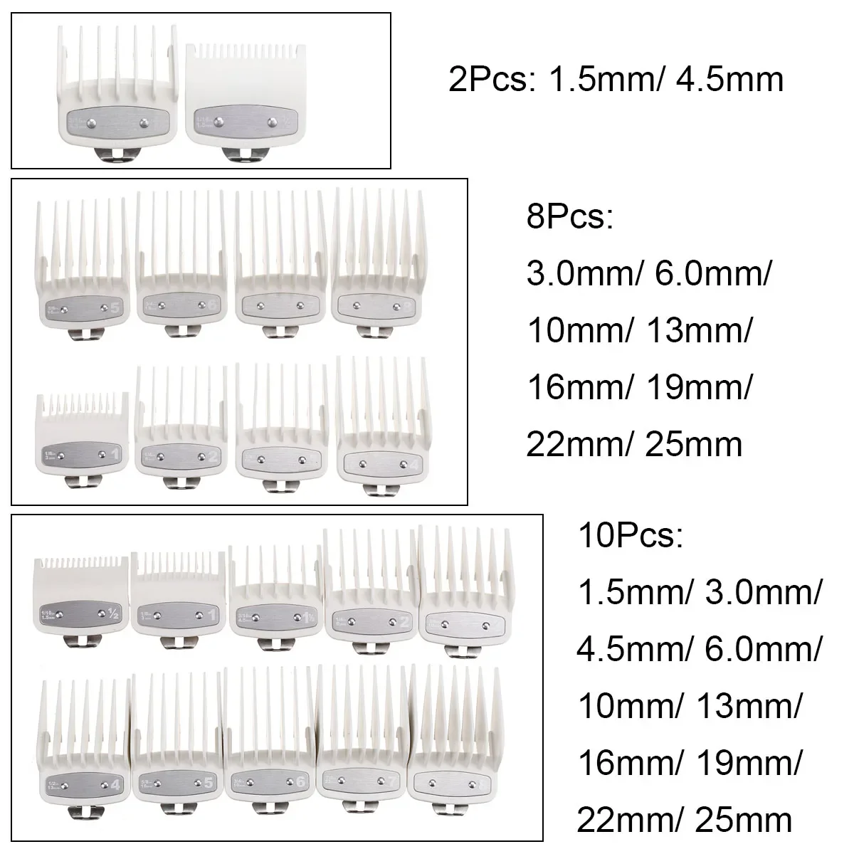 2/8/10Pcs Hair Clipper Cutting Guide Comb Guards Trimmers Wet and Dry Use Limit Comb Tools Kit 1.5-25mm for WAHL