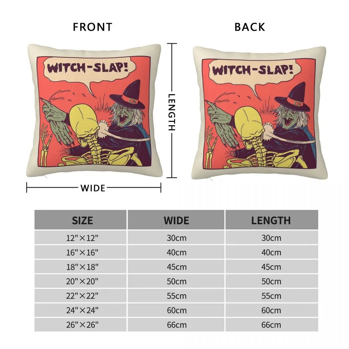 Witch Slap Square Pillowcase Polyester Linen Velvet Printed Zip Decorative Pillow Case Room Cushion Cover 18