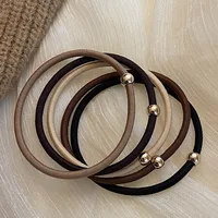 50Pcs Korean Women Elastic Hair Bands Golden Plated Rubber Hair Ties Scrunchies For Girls Ponytail Holder Hair Rings Rope - Image 4
